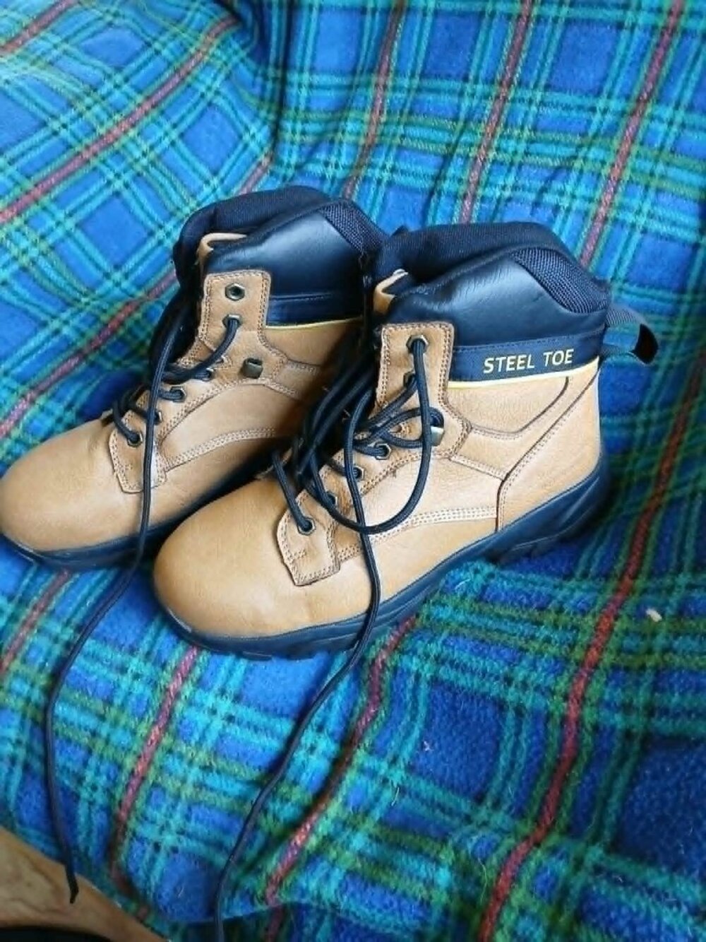 Eddie Bauer Men's Workwear Steel Toe Cognac Leather Boots Size 7.5M